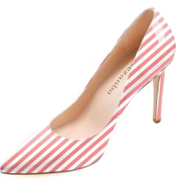 Womens High Stiletto Heels Multicolor Floral Printed Closed Toe Sexy Rivets Pumps Shoes Red White Stripe $22.44 Pumps