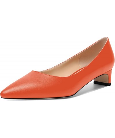 Womens Pointed Toe Slip On Dating Dress Matte Block Low Heel Pumps Shoes 1.5 Inch Orange $32.00 Pumps