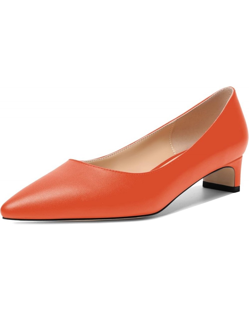 Womens Pointed Toe Slip On Dating Dress Matte Block Low Heel Pumps Shoes 1.5 Inch Orange $32.00 Pumps