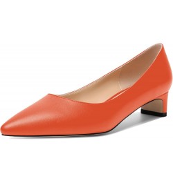 Womens Pointed Toe Slip On Dating Dress Matte Block Low Heel Pumps Shoes 1.5 Inch Orange $32.00 Pumps