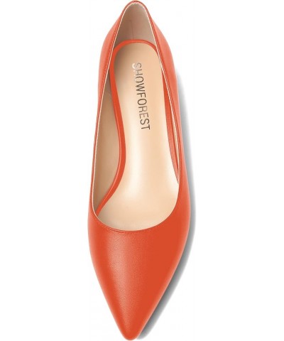 Womens Pointed Toe Slip On Dating Dress Matte Block Low Heel Pumps Shoes 1.5 Inch Orange $32.00 Pumps