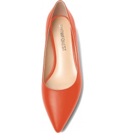 Womens Pointed Toe Slip On Dating Dress Matte Block Low Heel Pumps Shoes 1.5 Inch Orange $32.00 Pumps