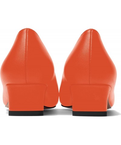 Womens Pointed Toe Slip On Dating Dress Matte Block Low Heel Pumps Shoes 1.5 Inch Orange $32.00 Pumps