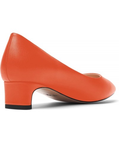 Womens Pointed Toe Slip On Dating Dress Matte Block Low Heel Pumps Shoes 1.5 Inch Orange $32.00 Pumps