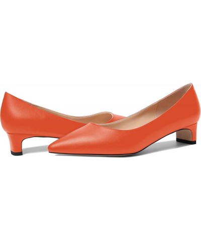 Womens Pointed Toe Slip On Dating Dress Matte Block Low Heel Pumps Shoes 1.5 Inch Orange $32.00 Pumps