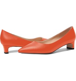 Womens Pointed Toe Slip On Dating Dress Matte Block Low Heel Pumps Shoes 1.5 Inch Orange $32.00 Pumps