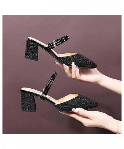 bridal sandals, Womens Fashion Rhinestones Pointed Toe Buckle Strap Chunky High Heel Sandal Z 05-black $11.46 Sandals