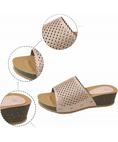 Women's Summer Fashion Open Toed Wedges Wear Slippers With Thick Soled One Line Slip on Slippers for Women Leopard Black $14....