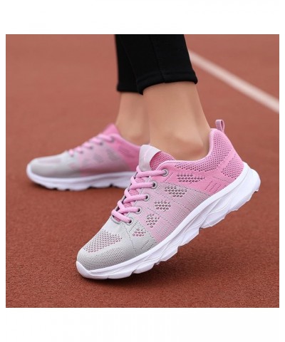 Fashion Summer Women Sneakers Multicolor Mesh Breathable Lightweight Flat Bottom Women Walking Sneakers Z 12-pink $17.81 Fash...