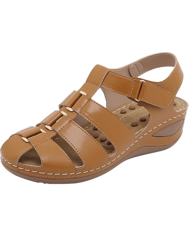 Womens Flat Sandals, Women's Breathable Thick-soled Outdoor Leisure Sandals Z 03-brown $13.24 Sandals