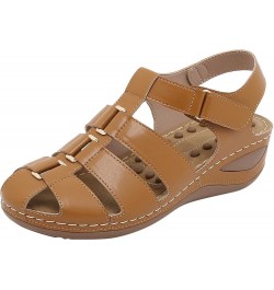 Womens Flat Sandals, Women's Breathable Thick-soled Outdoor Leisure Sandals Z 03-brown $13.24 Sandals