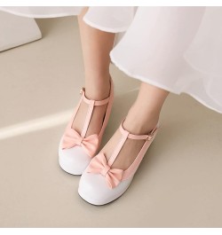 Bride Round Toe Mary Jane Block Heel Pumps Bows White $22.79 Pumps