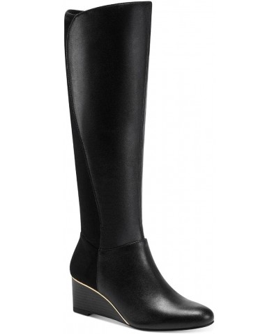 Women's Beverly Wedge Boots, Created for Macy's, Black Leather, Size 8.0 $30.71 Boots