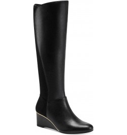 Women's Beverly Wedge Boots, Created for Macy's, Black Leather, Size 8.0 $30.71 Boots