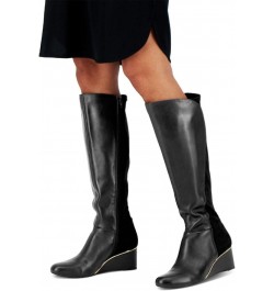 Women's Beverly Wedge Boots, Created for Macy's, Black Leather, Size 8.0 $30.71 Boots