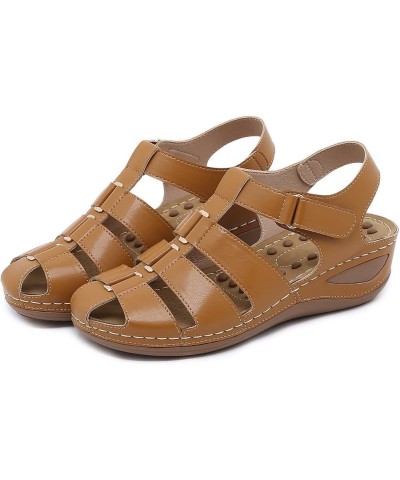 Womens Flat Sandals, Women's Breathable Thick-soled Outdoor Leisure Sandals Z 03-brown $13.24 Sandals