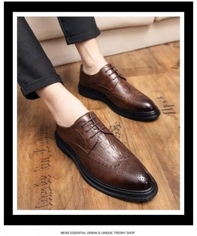 Dress Oxford Formal Shoes for Men Lace Up Brogue Embossed Wingtips Crocodile Print Vegan Leather Derby Shoes Non Slip Anti-Sl...