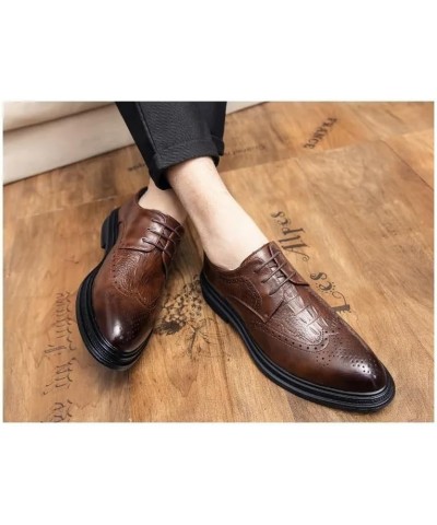 Dress Oxford Formal Shoes for Men Lace Up Brogue Embossed Wingtips Crocodile Print Vegan Leather Derby Shoes Non Slip Anti-Sl...