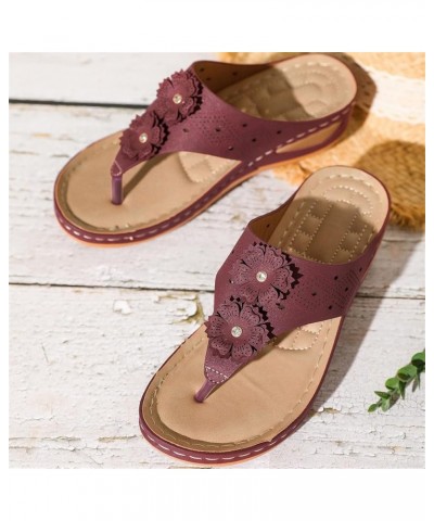 Wedge Flip Flops for Women Summer Hollow Out Flower Outdoor Indoor Beach Slip On Soft Bottom Sandals Dressy Waterproof Comfor...