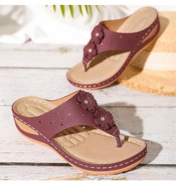 Wedge Flip Flops for Women Summer Hollow Out Flower Outdoor Indoor Beach Slip On Soft Bottom Sandals Dressy Waterproof Comfor...