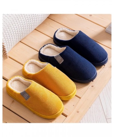 Men Stripe Cotton Slippers，Men's Slipper Solid Color Autumn and Winter Home Slipper for Men Warm Indoor Slides (Color : Yello...