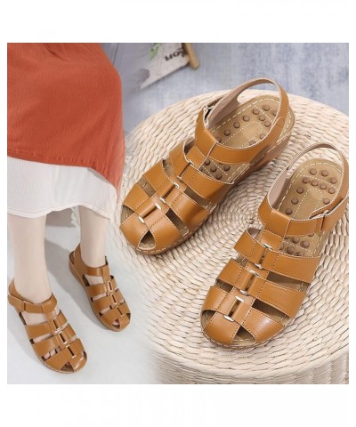 Womens Flat Sandals, Women's Breathable Thick-soled Outdoor Leisure Sandals Z 03-brown $13.24 Sandals