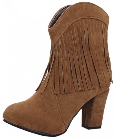 Oversized Block Colorblock Leather Zipper Boots Women's with Booties Heel Women's Boots Short Dress Women's Boots 1-brown $28...