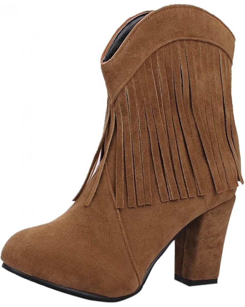 Oversized Block Colorblock Leather Zipper Boots Women's with Booties Heel Women's Boots Short Dress Women's Boots 1-brown $28...