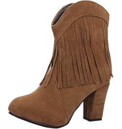 Oversized Block Colorblock Leather Zipper Boots Women's with Booties Heel Women's Boots Short Dress Women's Boots 1-brown $28...