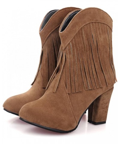 Oversized Block Colorblock Leather Zipper Boots Women's with Booties Heel Women's Boots Short Dress Women's Boots 1-brown $28...