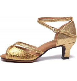 Heels for Women Sexy Strappy Sandals Women Open Round-Toe Ankle Strap Chunky Mid Heel Shoes Slip On Gold Shoes Gold $13.79 Sa...