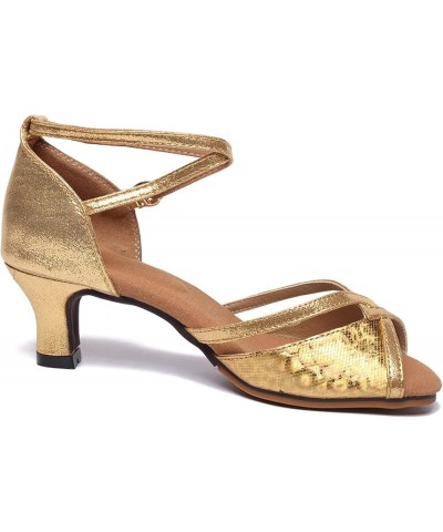 Heels for Women Sexy Strappy Sandals Women Open Round-Toe Ankle Strap Chunky Mid Heel Shoes Slip On Gold Shoes Gold $13.79 Sa...