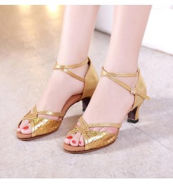 Heels for Women Sexy Strappy Sandals Women Open Round-Toe Ankle Strap Chunky Mid Heel Shoes Slip On Gold Shoes Gold $13.79 Sa...