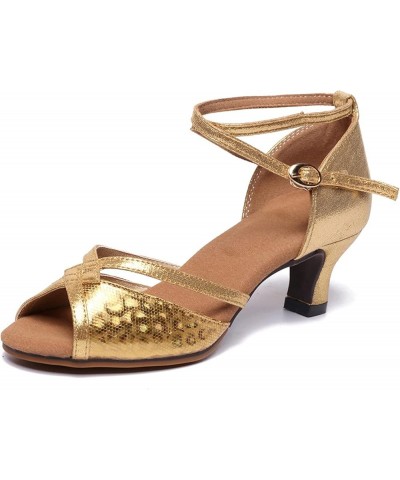 Heels for Women Sexy Strappy Sandals Women Open Round-Toe Ankle Strap Chunky Mid Heel Shoes Slip On Gold Shoes Gold $13.79 Sa...