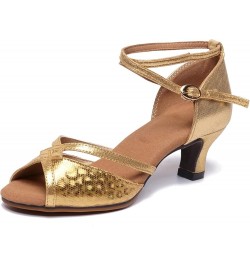 Heels for Women Sexy Strappy Sandals Women Open Round-Toe Ankle Strap Chunky Mid Heel Shoes Slip On Gold Shoes Gold $13.79 Sa...