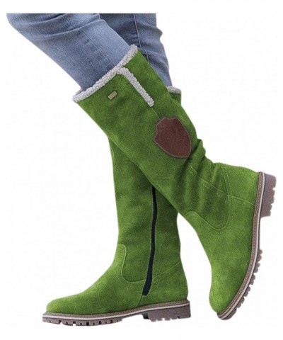 Snow Boots for Women,Wide Calf Knee High Winter Snow Boots Anti-Skid Platform Outdoor Booties Women Cowboy Boots Green $28.67...