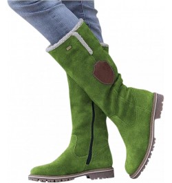 Snow Boots for Women,Wide Calf Knee High Winter Snow Boots Anti-Skid Platform Outdoor Booties Women Cowboy Boots Green $28.67...