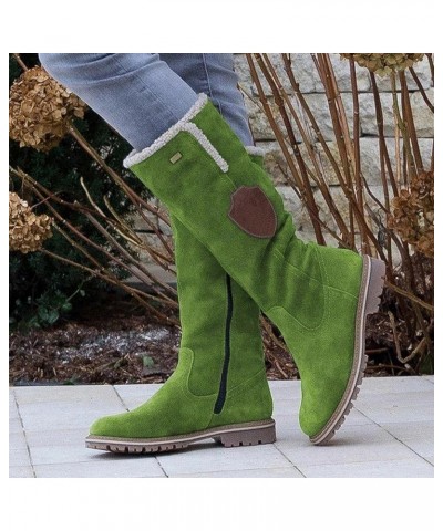 Snow Boots for Women,Wide Calf Knee High Winter Snow Boots Anti-Skid Platform Outdoor Booties Women Cowboy Boots Green $28.67...