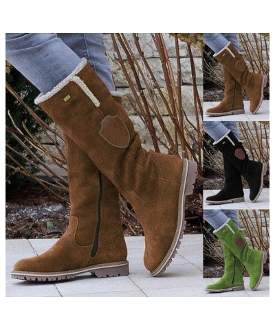 Snow Boots for Women,Wide Calf Knee High Winter Snow Boots Anti-Skid Platform Outdoor Booties Women Cowboy Boots Green $28.67...