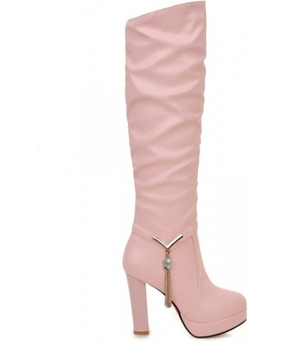 Women's Thigh High Fashion Boots Over The Knee Suede Side Zipper Fashion Boots Z-06 Pink $29.06 Boots