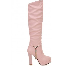 Women's Thigh High Fashion Boots Over The Knee Suede Side Zipper Fashion Boots Z-06 Pink $29.06 Boots