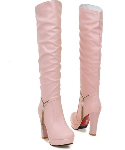 Women's Thigh High Fashion Boots Over The Knee Suede Side Zipper Fashion Boots Z-06 Pink $29.06 Boots