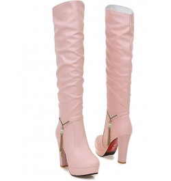 Women's Thigh High Fashion Boots Over The Knee Suede Side Zipper Fashion Boots Z-06 Pink $29.06 Boots