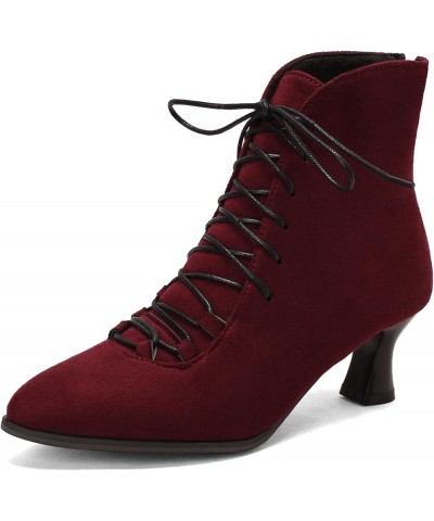 Women Vintage Ankle Boots with Zippers and Kitten Heels for Business/Dating Wine $29.32 Boots