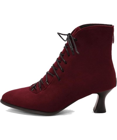 Women Vintage Ankle Boots with Zippers and Kitten Heels for Business/Dating Wine $29.32 Boots