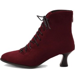 Women Vintage Ankle Boots with Zippers and Kitten Heels for Business/Dating Wine $29.32 Boots