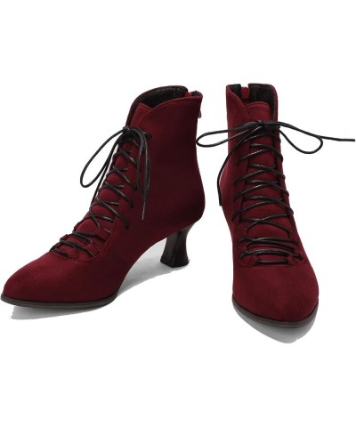 Women Vintage Ankle Boots with Zippers and Kitten Heels for Business/Dating Wine $29.32 Boots