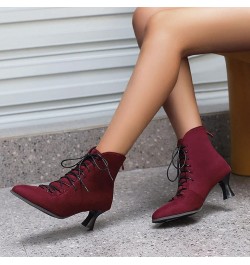 Women Vintage Ankle Boots with Zippers and Kitten Heels for Business/Dating Wine $29.32 Boots