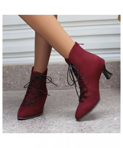 Women Vintage Ankle Boots with Zippers and Kitten Heels for Business/Dating Wine $29.32 Boots