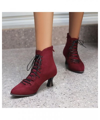 Women Vintage Ankle Boots with Zippers and Kitten Heels for Business/Dating Wine $29.32 Boots